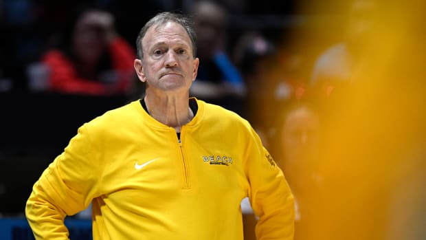 Monson during Long Beach State’s 88-76 loss to San Diego State on Nov. 14, 2023.